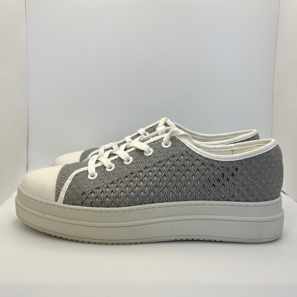 J/Slides Natasha Light Grey Crochet Mesh Platform Sneakers Womens 10 Sporty - Picture 2 of 8